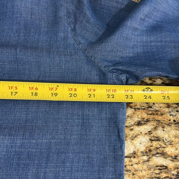 Chico's Ruffle Denim Chambray Long Sleeve Tunic Top Size 12/14 - Picture 7 of 8